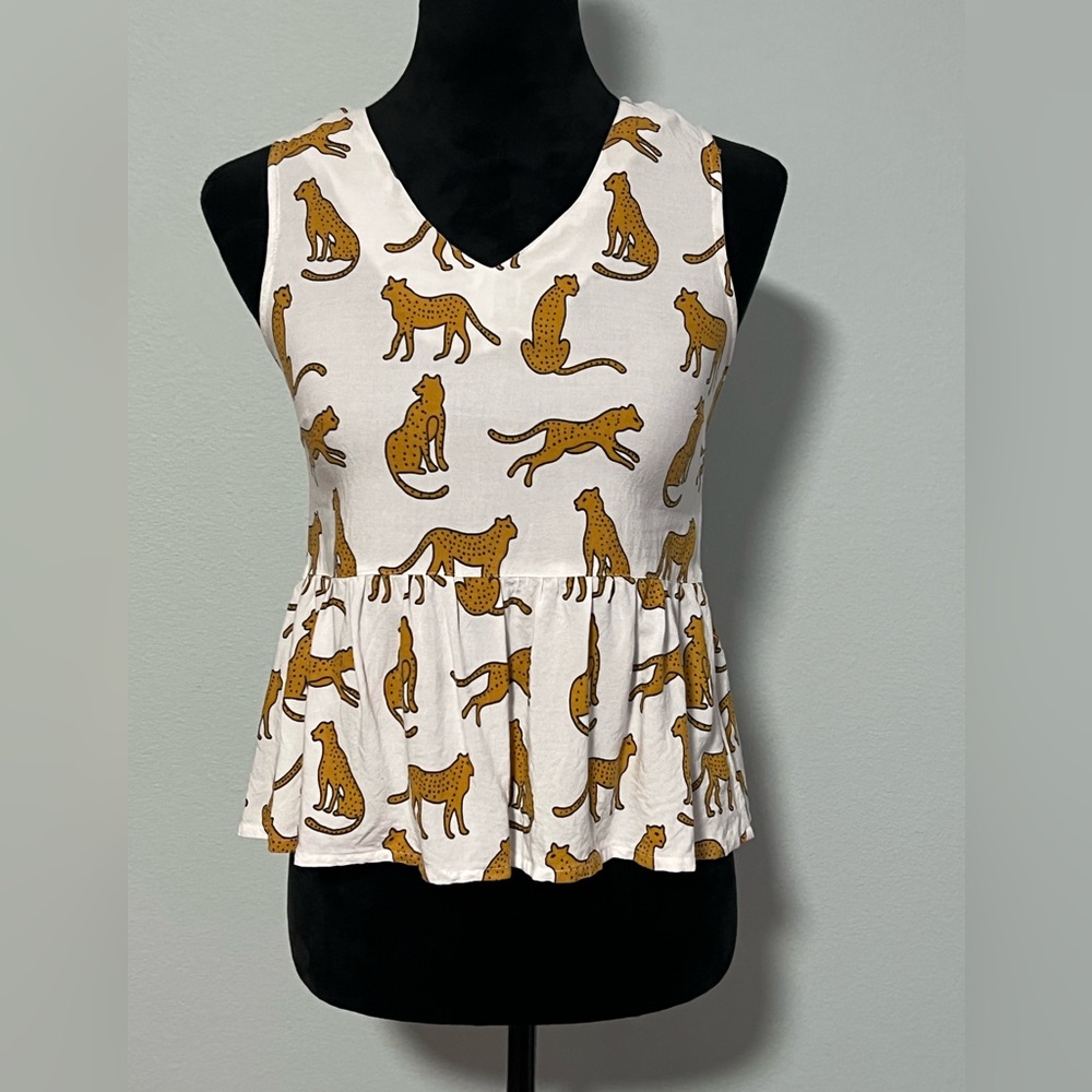 ANOUK V Neck Cheetah Sleeveless Top - M